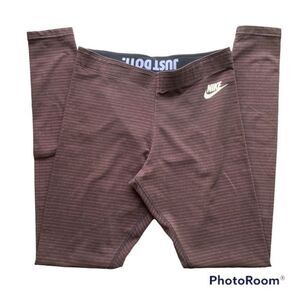 Nike Striped Leggings Maroon Cotton Blend